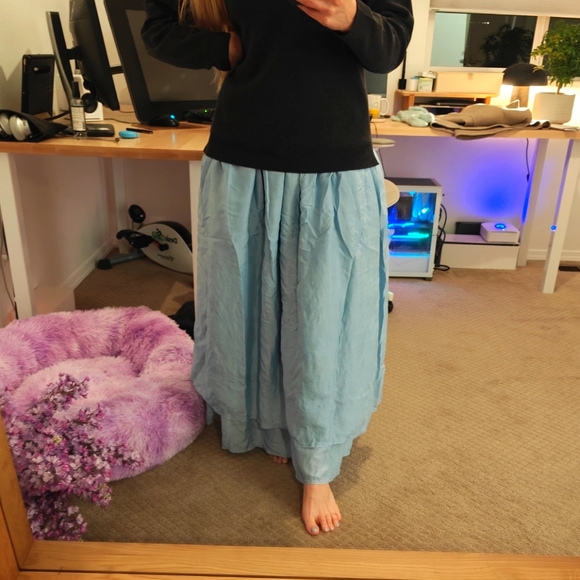 Metta Melbourne - Amy Long Double Layer Skirt - Silk in Ice Blue. NWOT - Picture 11 of 11